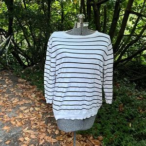 Plus-size Talbots striped three-quarters sleeve sweater